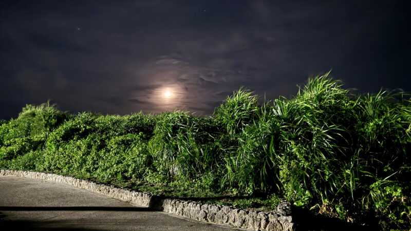 残波岬の星空。沖縄。夜。